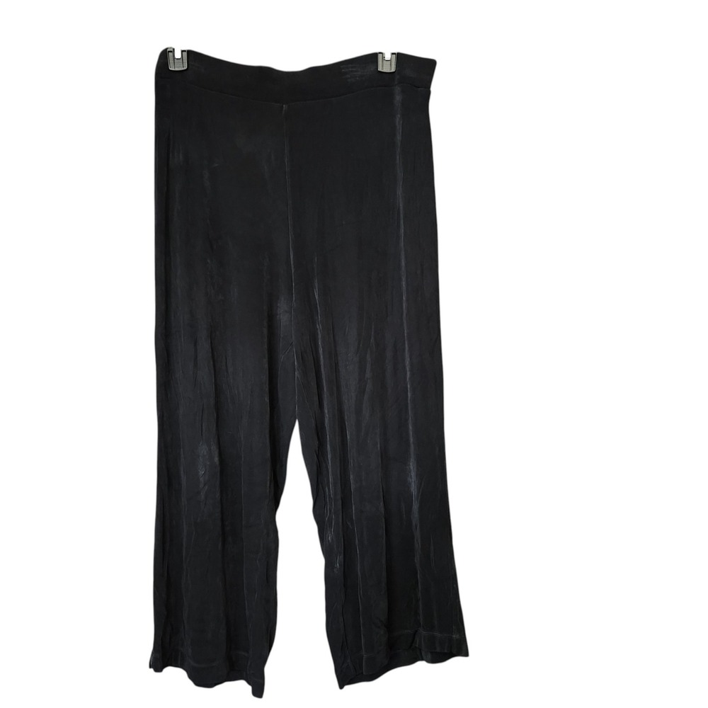 Choices Black Liquid Knit Wide Leg Pants XL Slinky Acetate Spandex FLAW